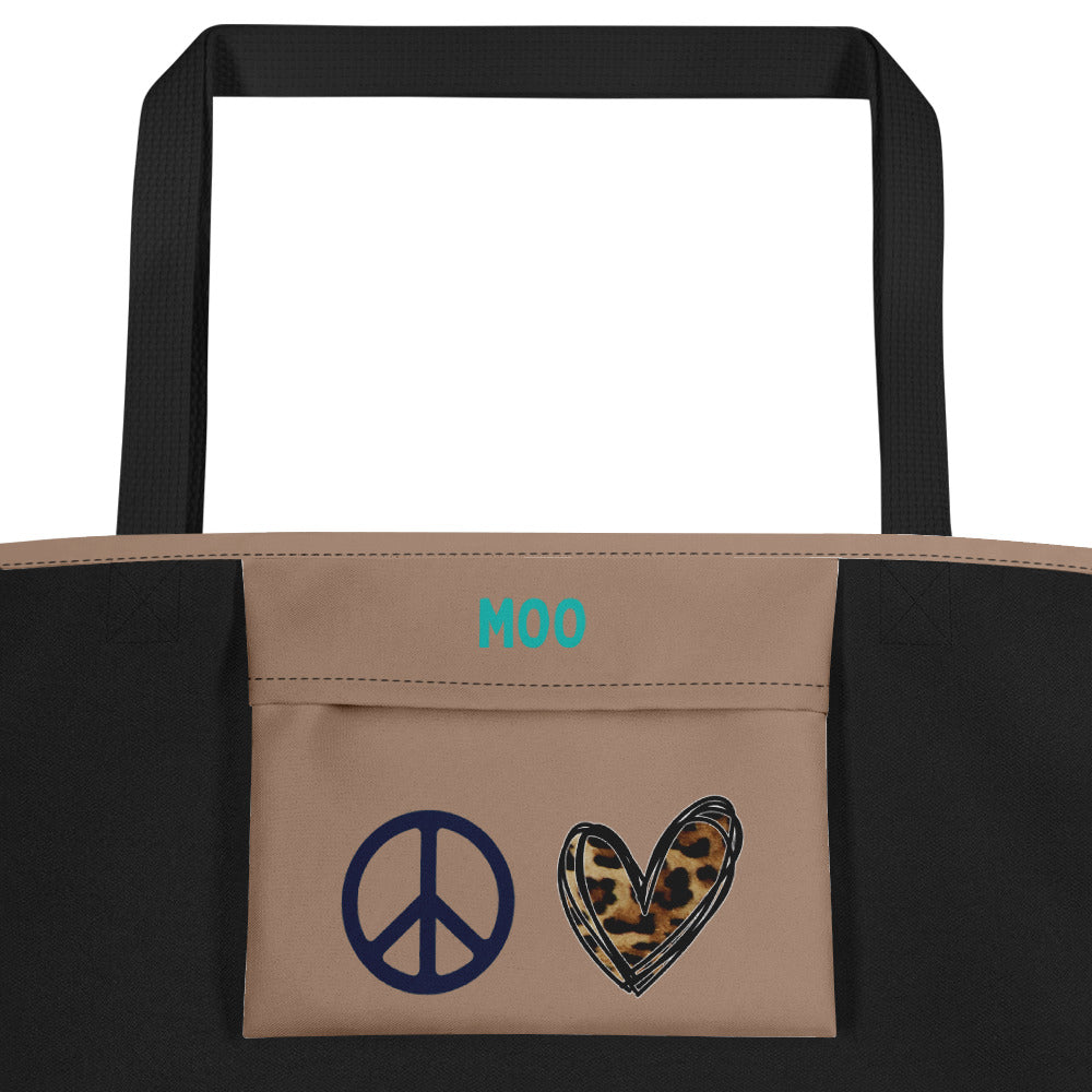 Bag, Large Tote The Peace Love Cow