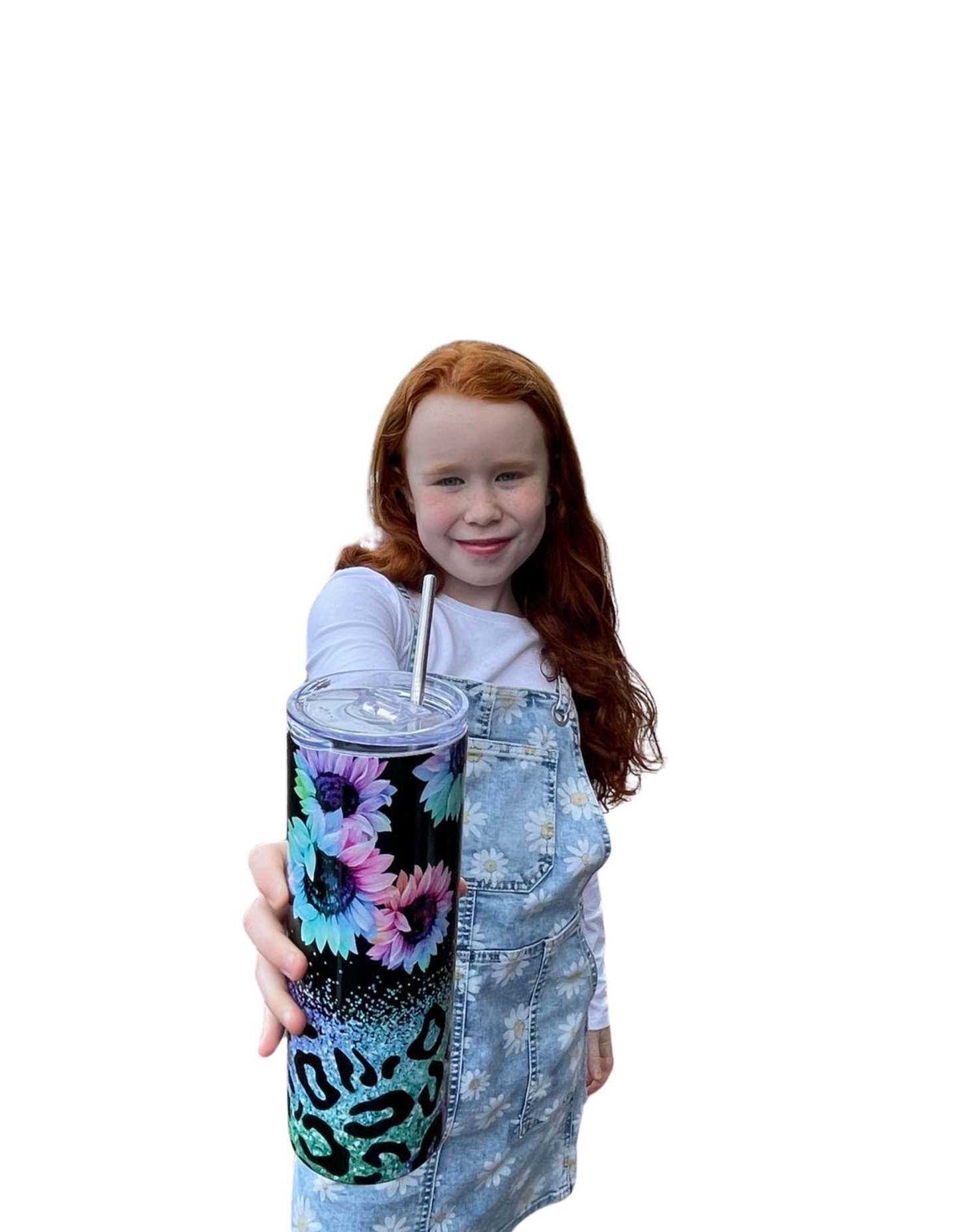 Tumbler 20 oz Blue Daisy and Cheetah