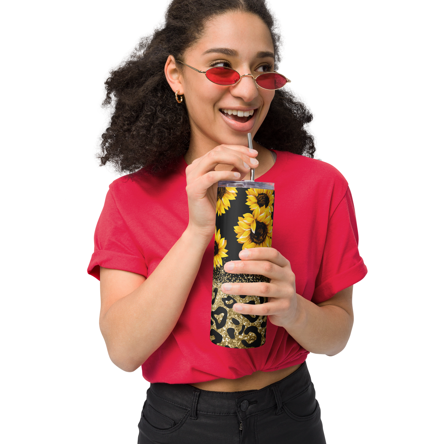 Tumbler 20 0z Yellow Daisy and Cheetah