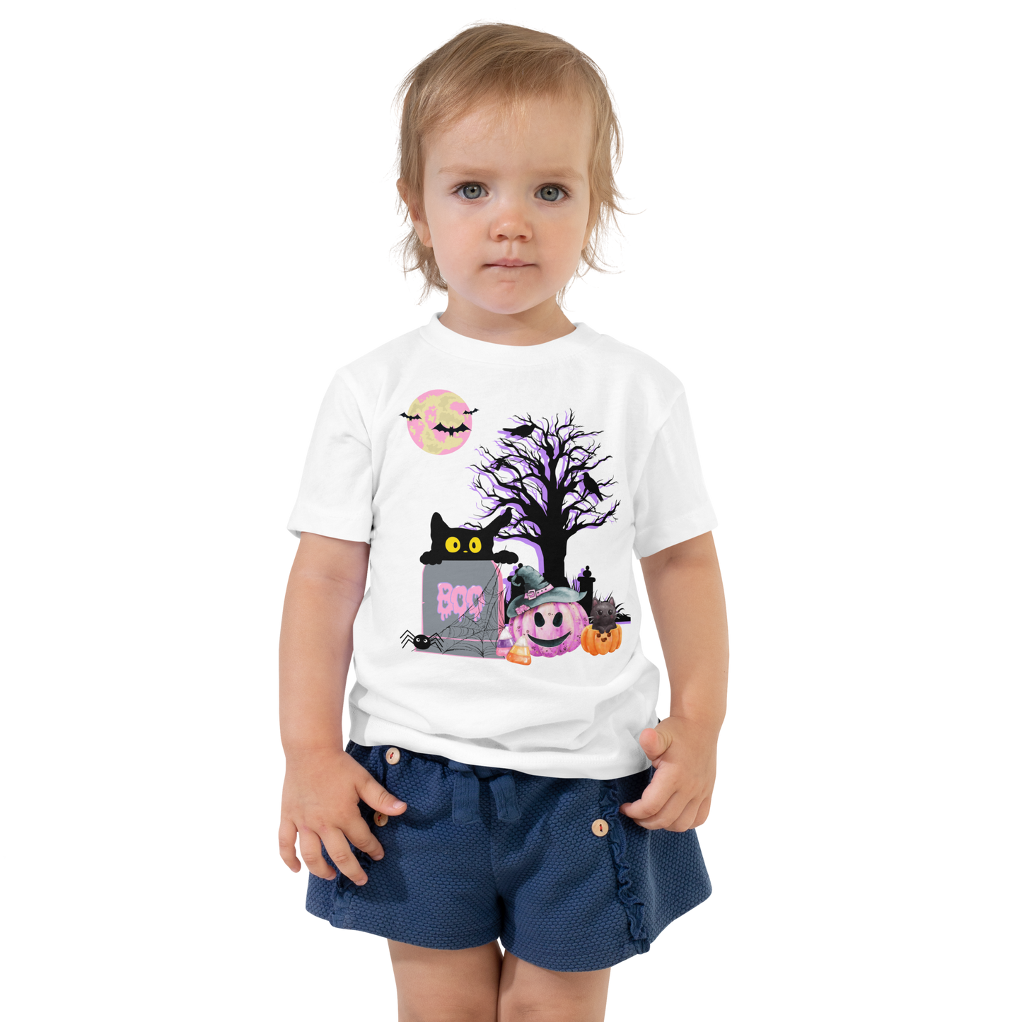 Spooky Time Toddler Short Sleeve Tee pink