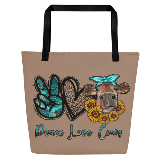 Bag, Large Tote The Peace Love Cow