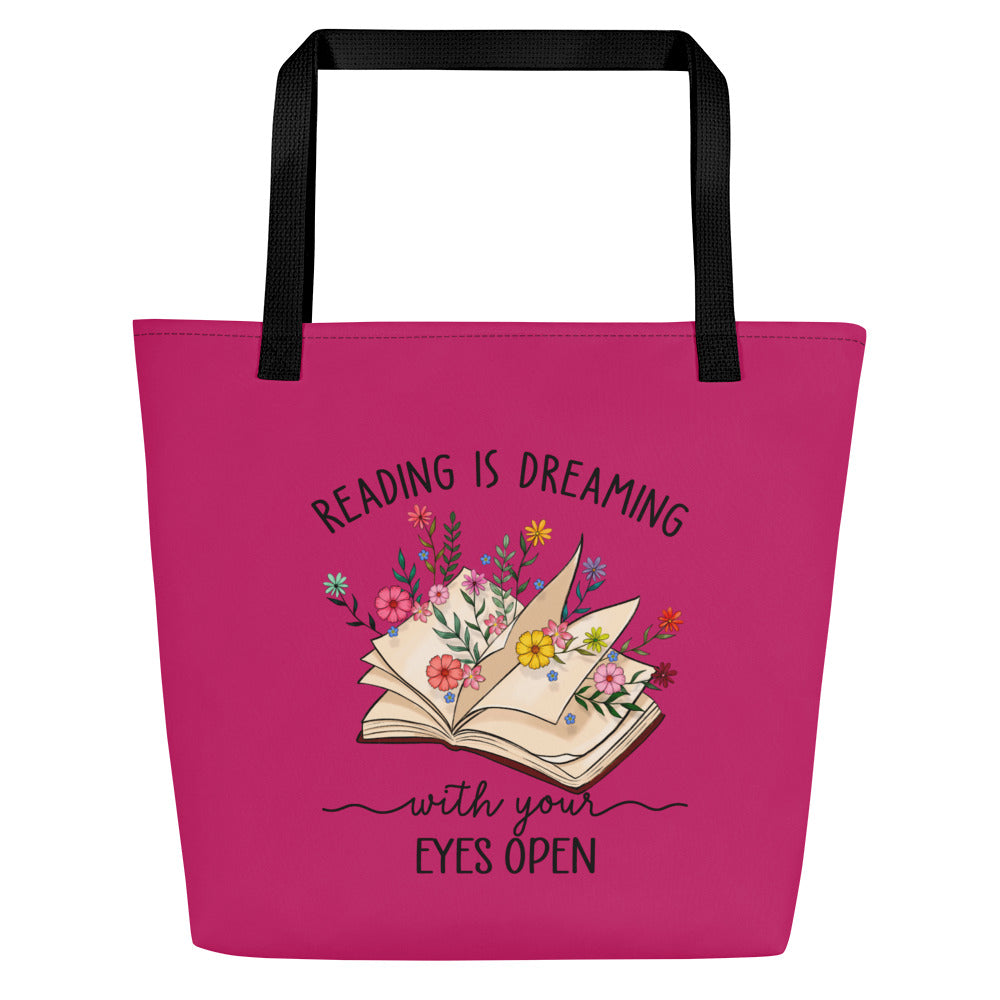 Bag Large Tote, The Reading Is Dreaming (Cranberry)