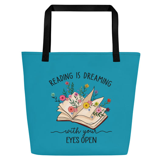 Bag, Large Tote (Turquoise) The Reading is Dreaming