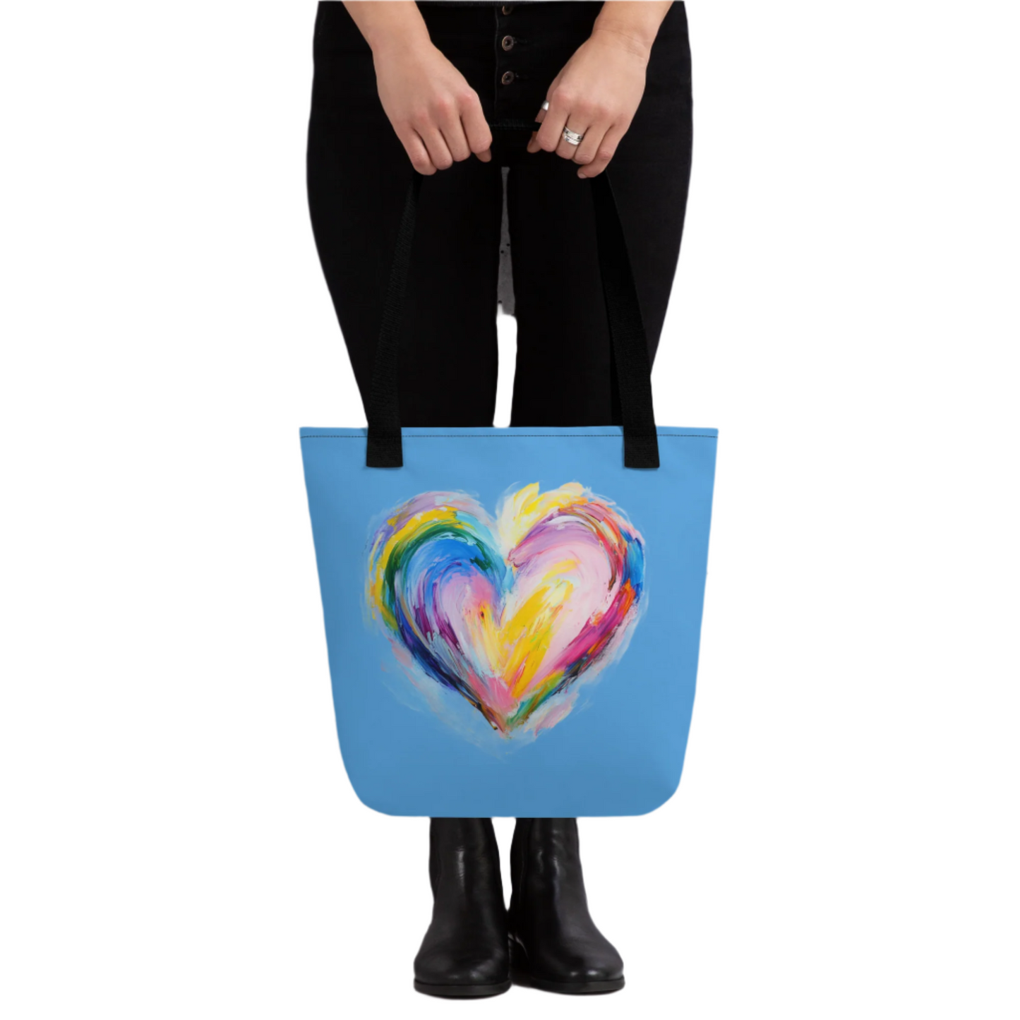 Heart Tote bag, blue