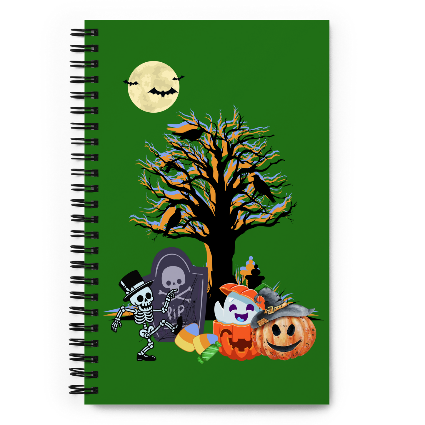 Spiral notebook, Spooky Time green