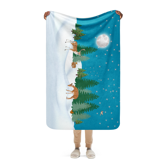 Blanket Sherpa, Peaceful Deer Christmas