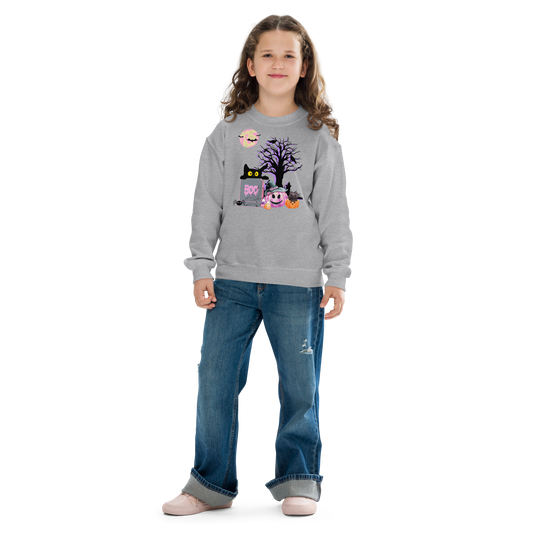 Spooky Time Youth Sweatshirt pink