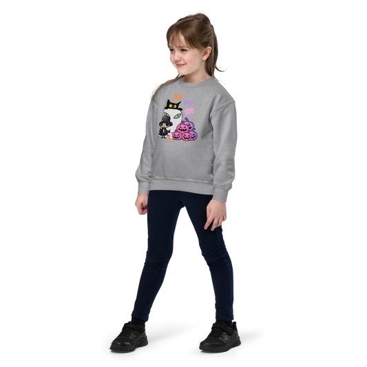 Boo Time Youth Crewneck Sweatshirt, pink